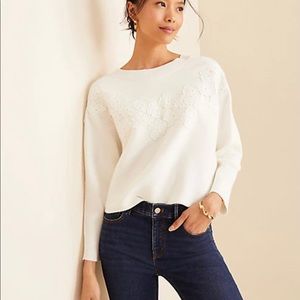 Ann Taylor Floral Applique Sweater